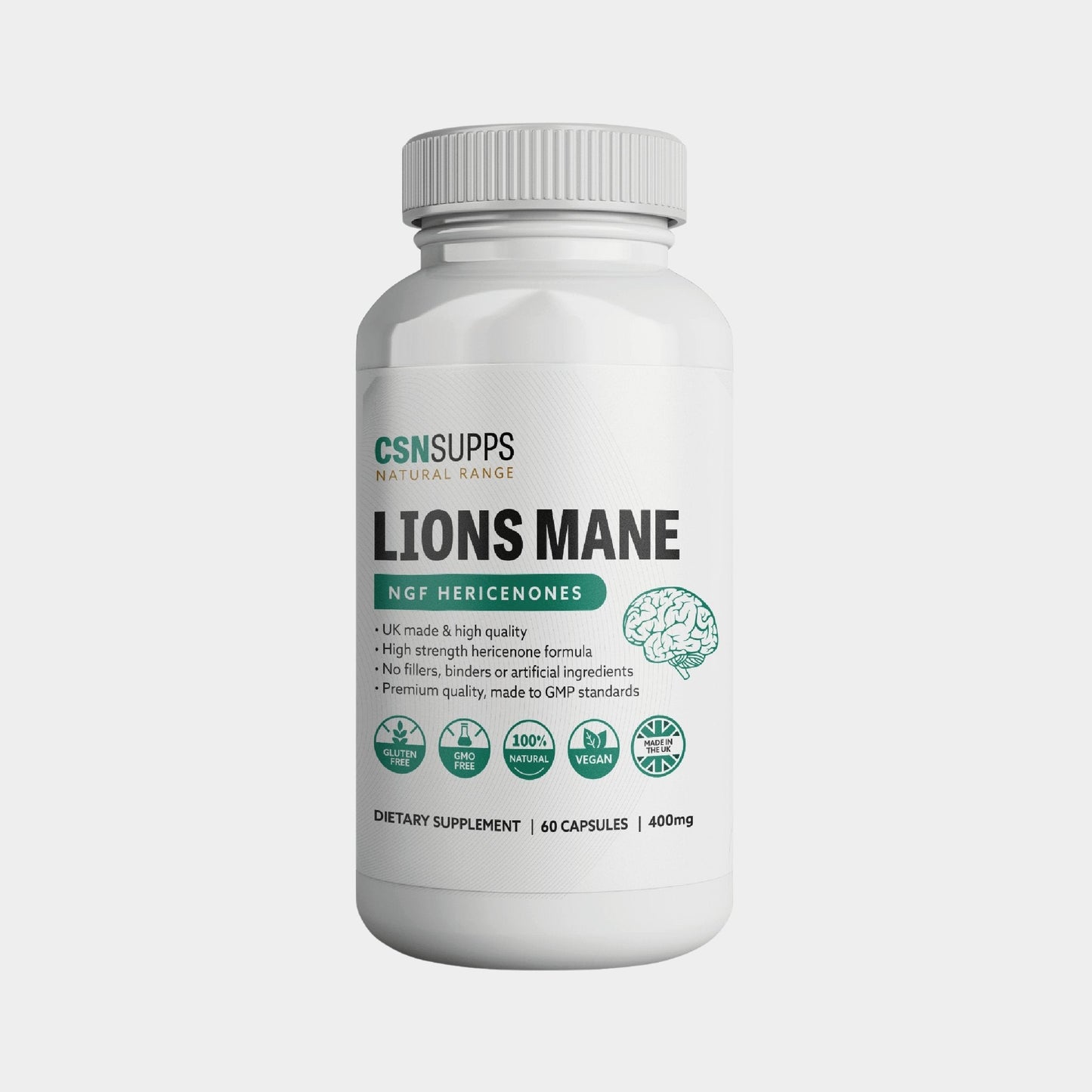 CSN Supps Lions Mane NGF 400mg - 60 Capsules - Nutristore